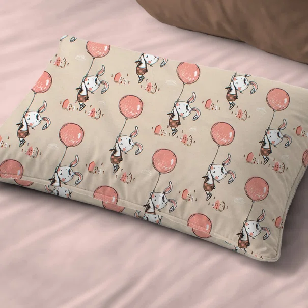 Βρεφική Μαξιλαροθήκη (35x45) Dimcol Floating Bunny 714 Beige - Salmon