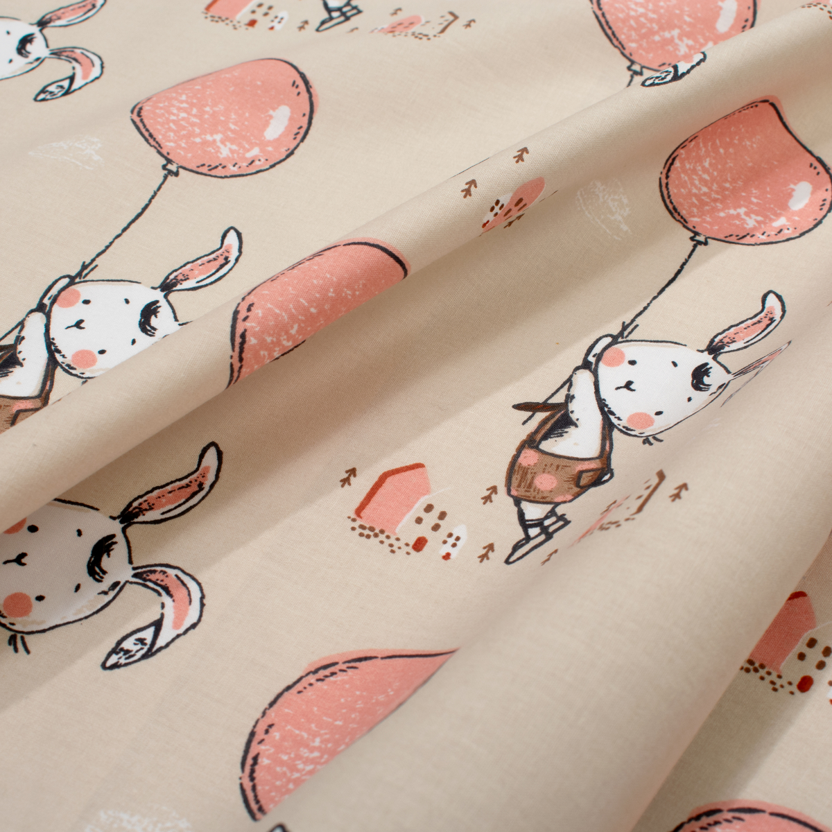 Σεντόνια Κούνιας (Σετ) Dimcol Floating Bunny 714 Beige - Salmon Βρεφικά Προίκα Μωρού Spitishop