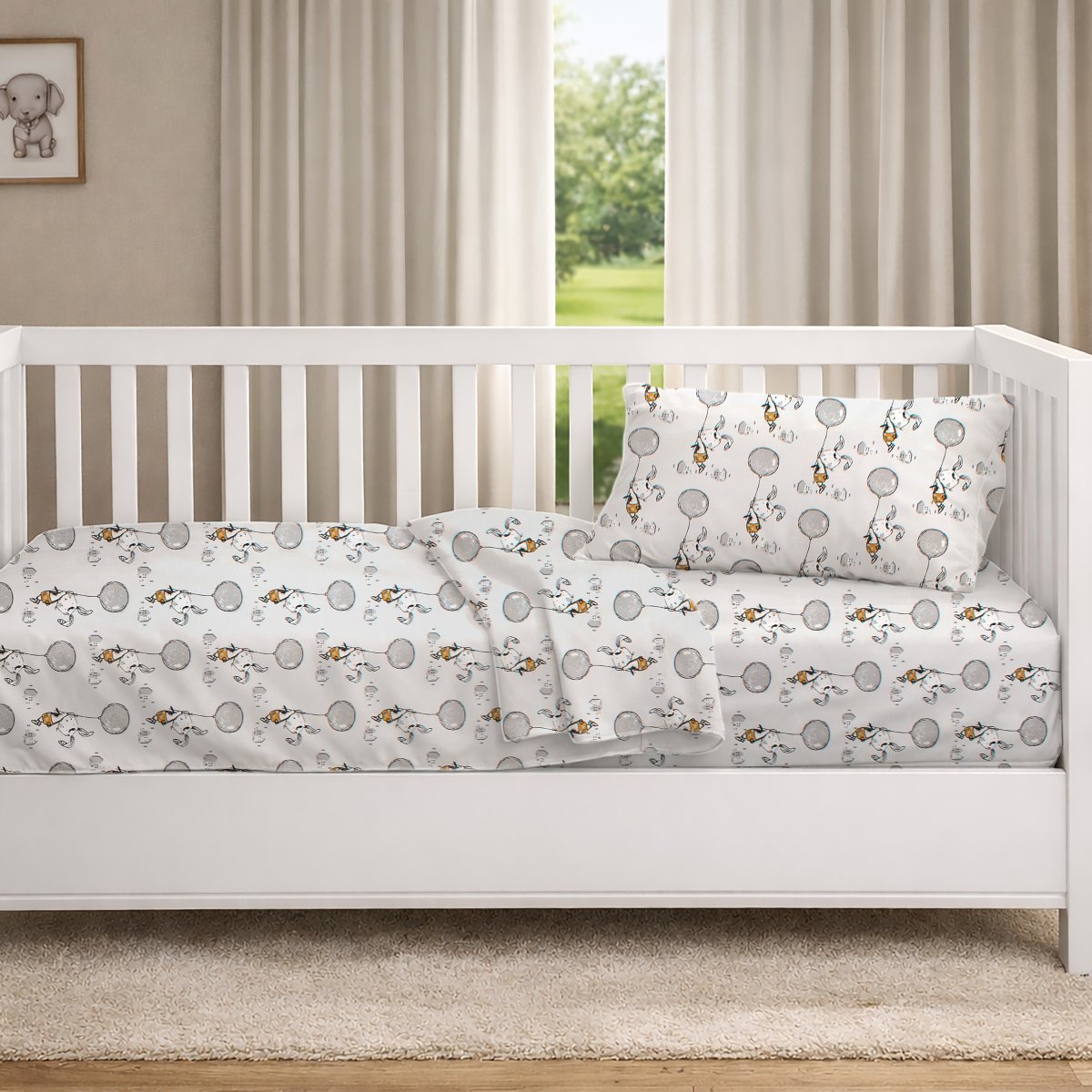 Παπλωματοθήκη Κούνιας (120X160) Dimcol Floating Bunny 715 Grey Βρεφικά Προίκα Μωρού Παπλωματοθήκες Βρεφικές Spitishop