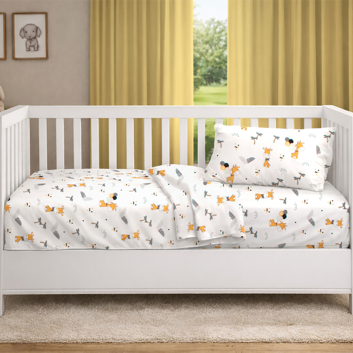 Σεντόνια Κούνιας (Σετ) Dimcol Giraffe 599 White - Orange