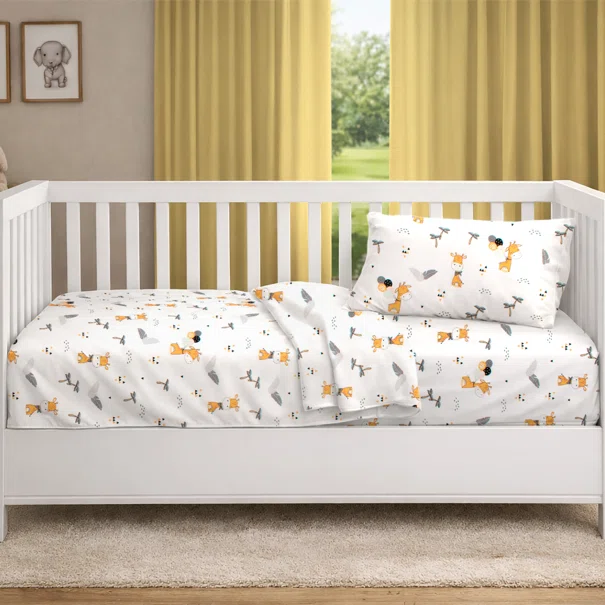 Σεντόνια Κούνιας (Σετ) Dimcol Giraffe 599 White - Orange