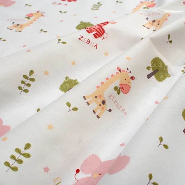 Σεντόνι Κούνιας Με Λάστιχο (70x140+15) Dimcol Happy Safari 712 White - Pink