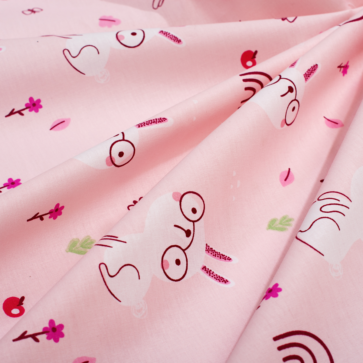 Σεντόνια Κούνιας (Σετ) Dimcol Rabbit Garden 585 Pink Βρεφικά Προίκα Μωρού Spitishop