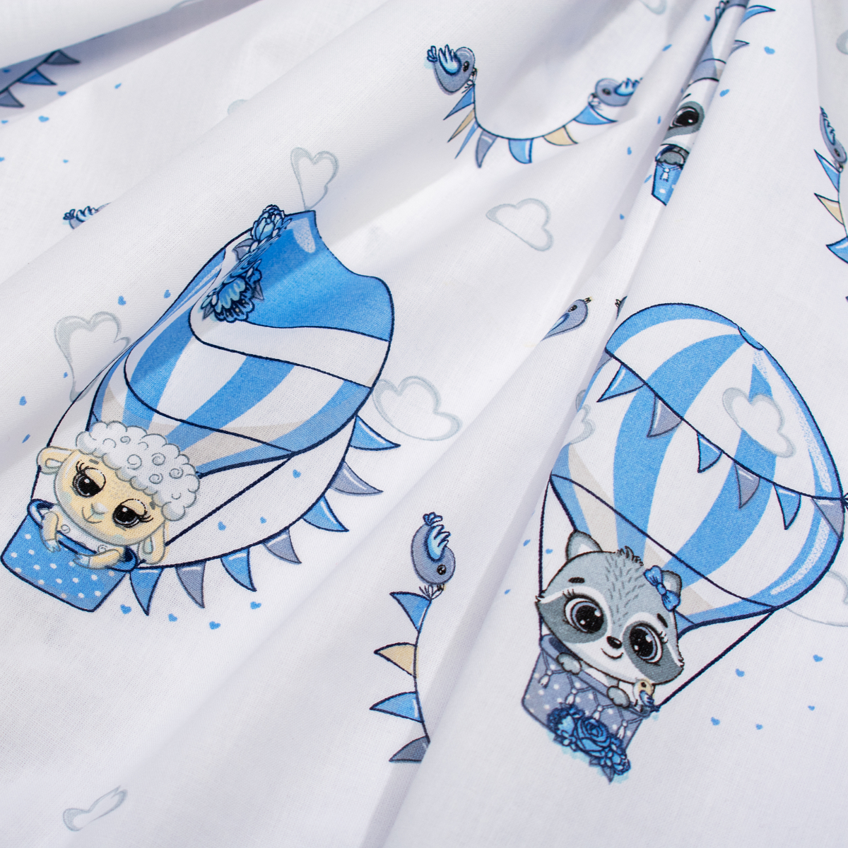 Σεντόνια Κούνιας (Σετ) Dimcol The Floating Zoo 596 White -Blue Βρεφικά Προίκα Μωρού Spitishop