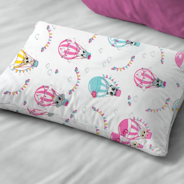 Παιδική Μαξιλαροθήκη (50x70) Dimcol The Floating Zoo 597 White - Pink
