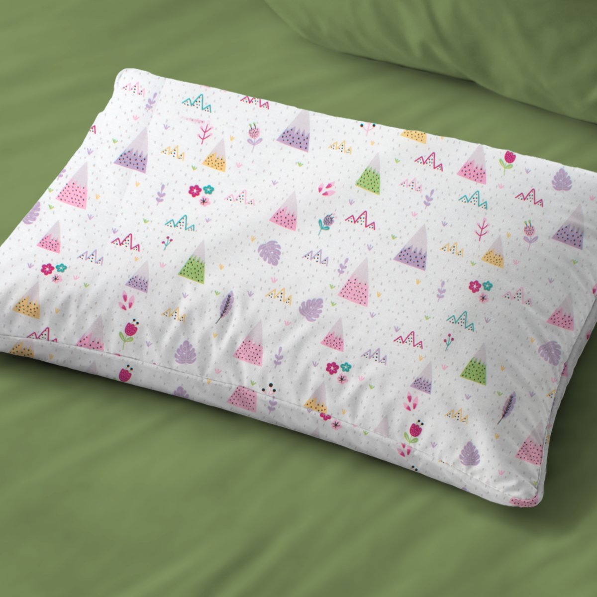 Παιδική Μαξιλαροθήκη (50x70) Dimcol Whimsical Mountainside 587 White - Pastel Lilac