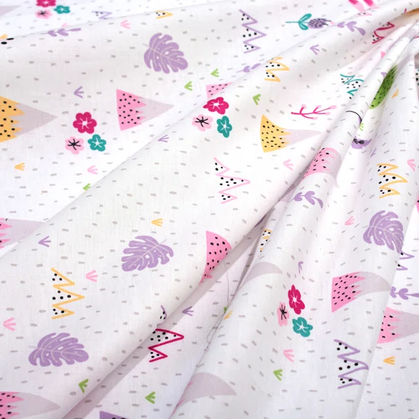 Σεντόνια Κούνιας (Σετ) Dimcol Whimsical Mountainside 587 White - Pastel Lilac