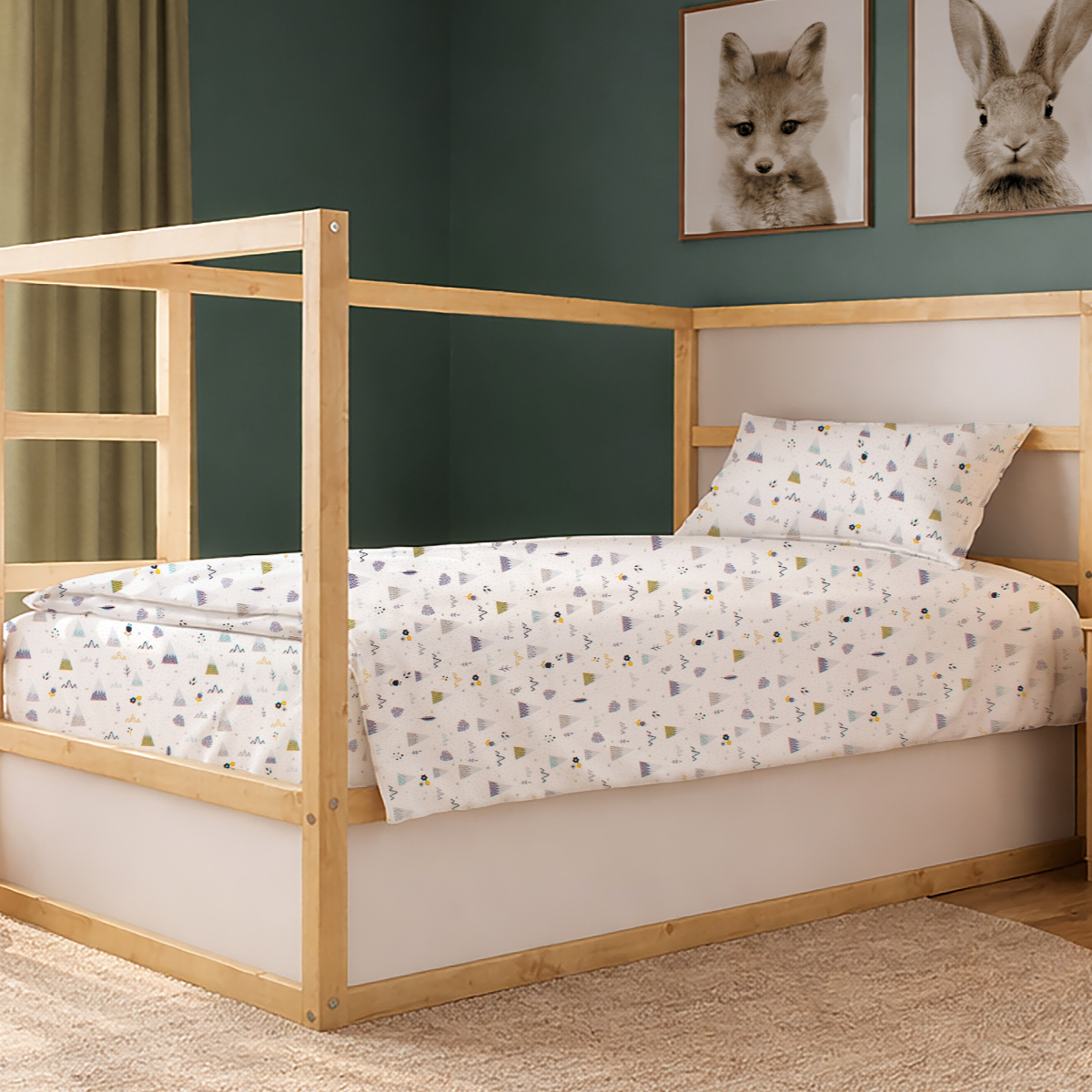 Σεντόνια Μονά (Σετ 3τμχ) Dimcol Whimsical Mountainside 588 White - Grey