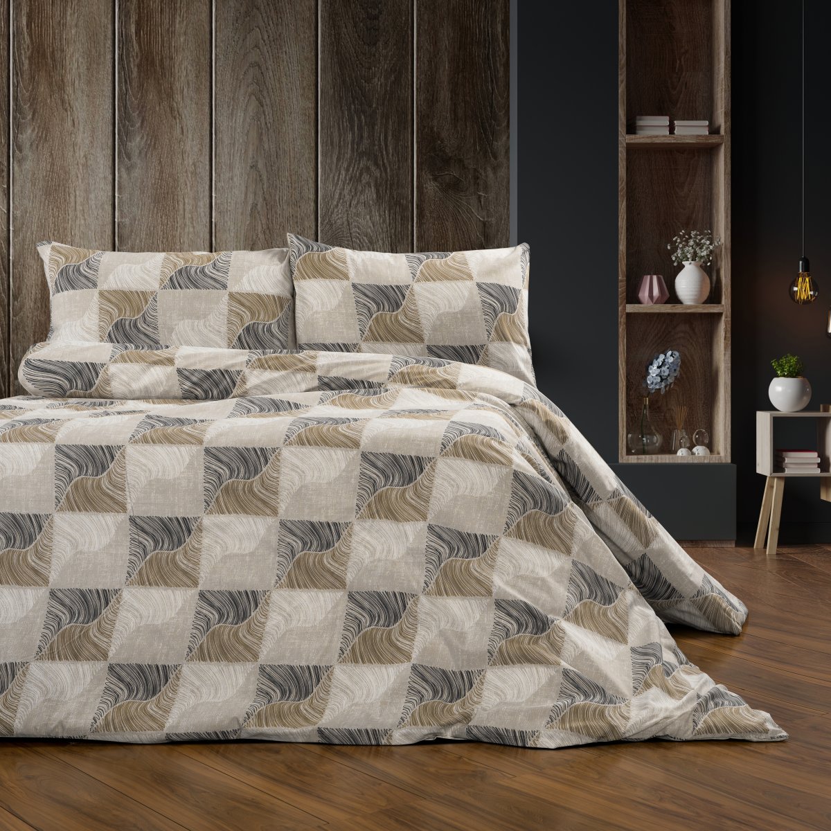 Σεντόνια Υπέρδιπλα (Σετ 220x240) Dimcol Κλεοπάτρα 609 Beige -Black