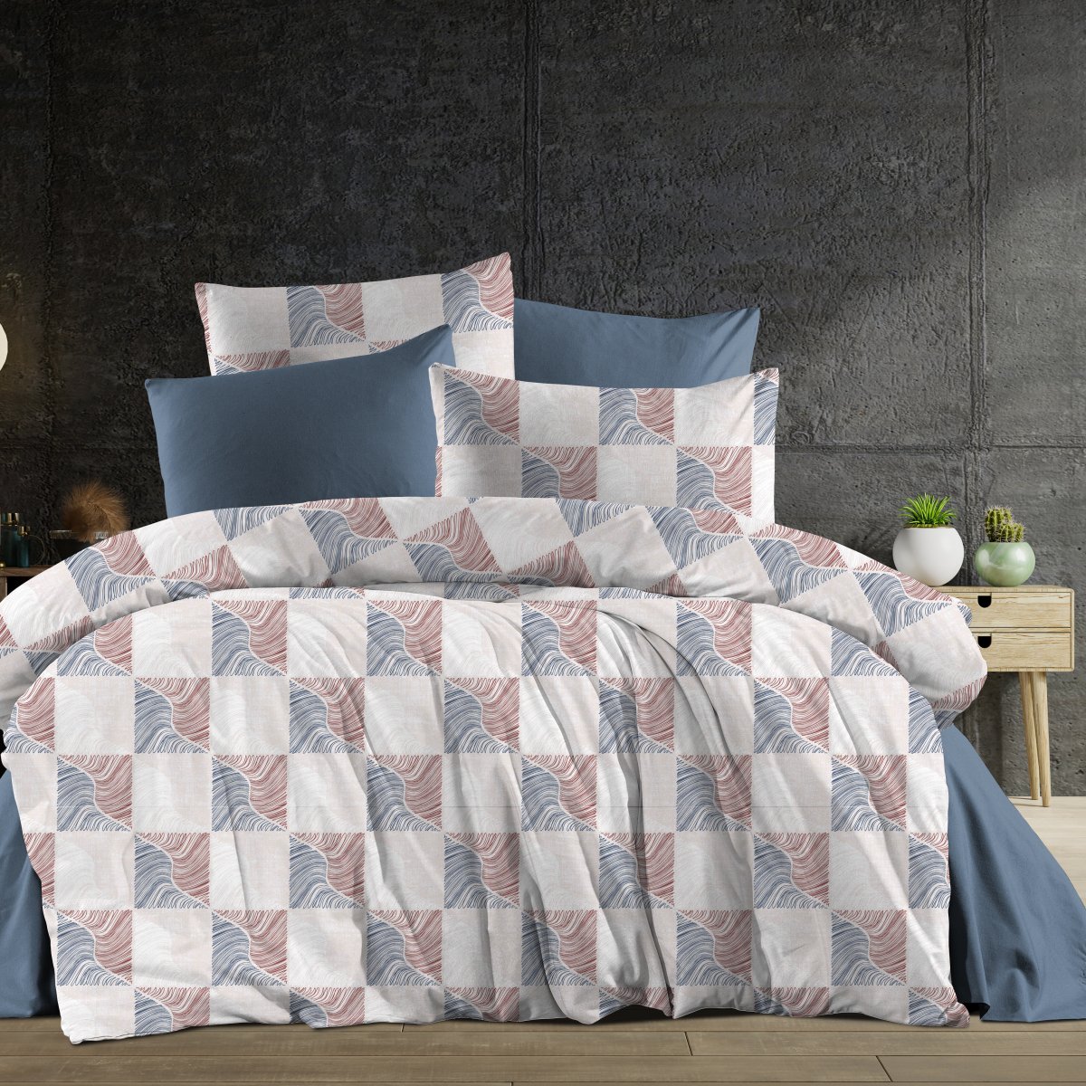Σεντόνια Υπέρδιπλα (Σετ 220x240) Dimcol Κλεοπάτρα 610 Blue - Red