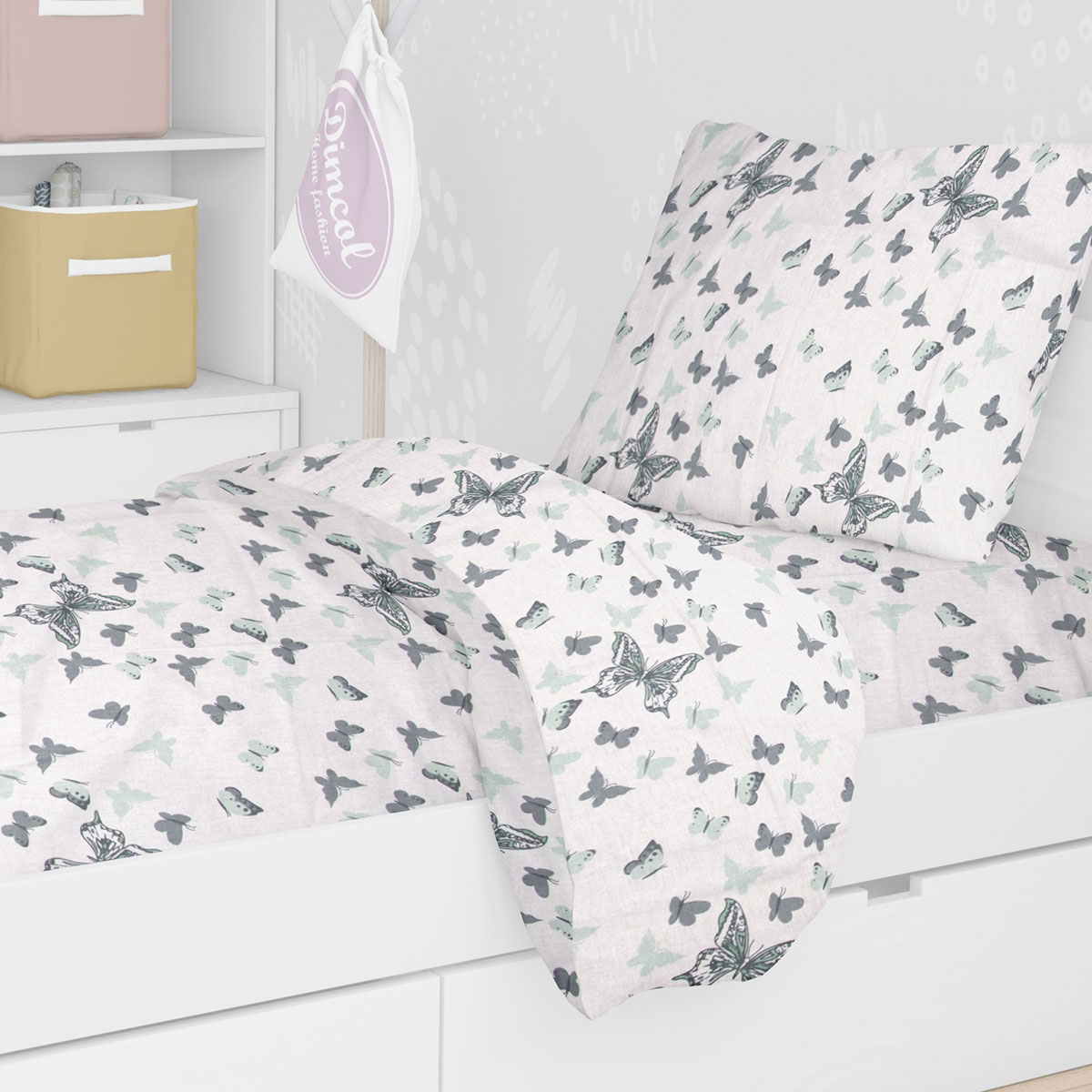 Παιδική Μαξιλαροθήκη Dimcol Butterfly 57 Green
