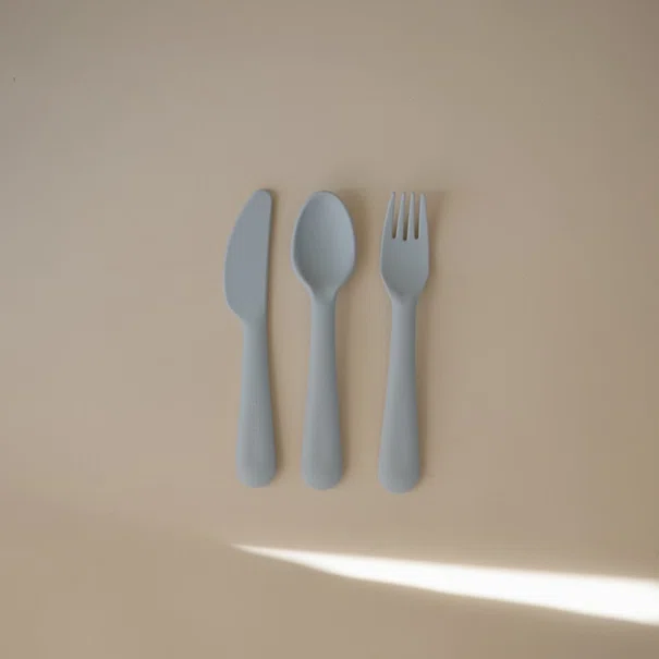 Πιρούνι-Μαχαίρι-Κουτάλι (Σετ) Mushie Powder Blue 66-101338