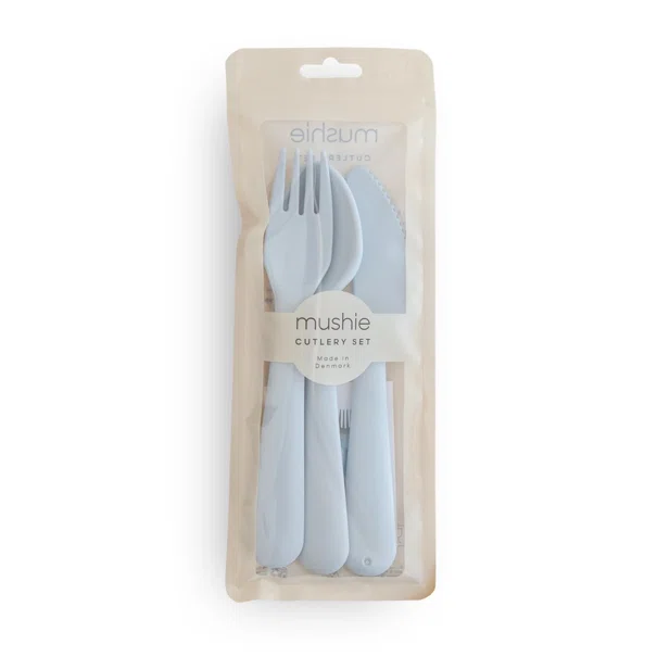Πιρούνι-Μαχαίρι-Κουτάλι (Σετ) Mushie Powder Blue 66-101338