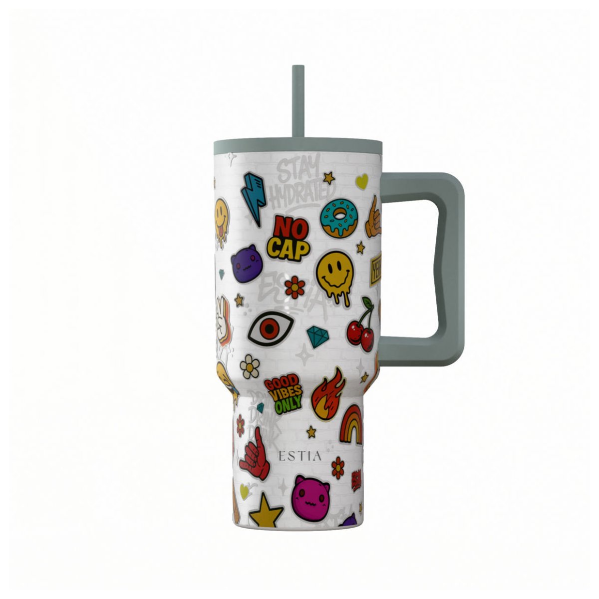 Κούπα Θερμός Με Λαβή & Καλαμάκι 900ml Estia Save The Aegean Tumbler Urban Vibes 01-41540