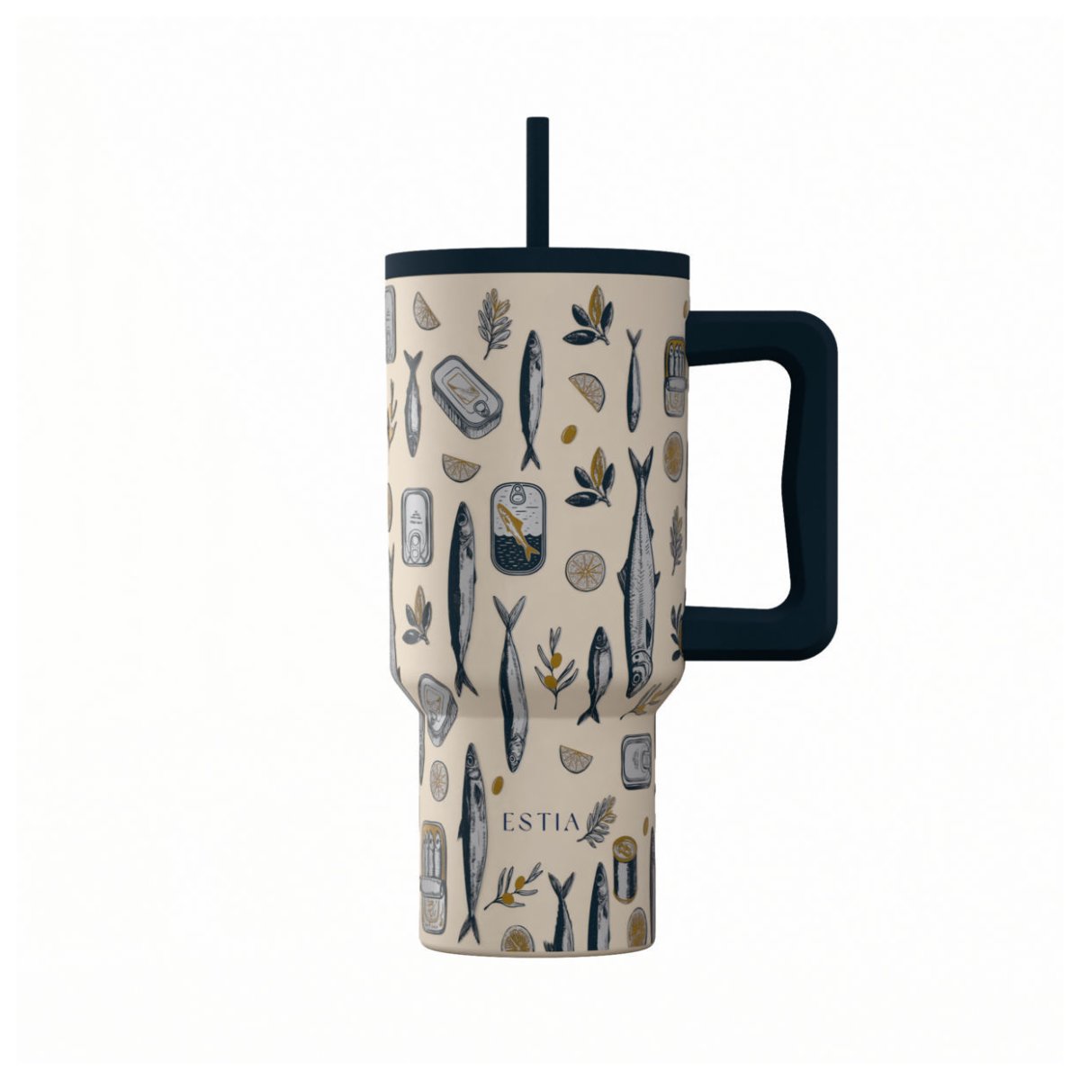 Κούπα Θερμός Με Λαβή & Καλαμάκι 900ml Estia Save The Aegean Tumbler Salt Life 01-41557