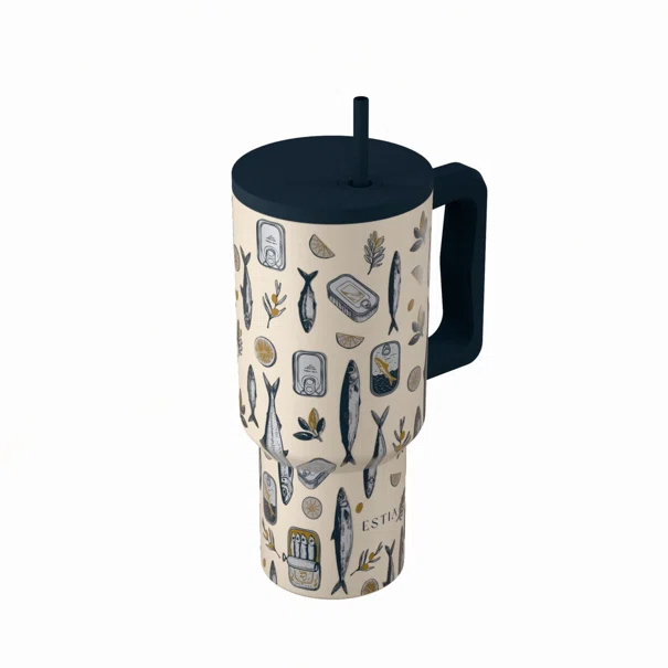 Κούπα Θερμός Με Λαβή & Καλαμάκι 900ml Estia Save The Aegean Tumbler Salt Life 01-41557