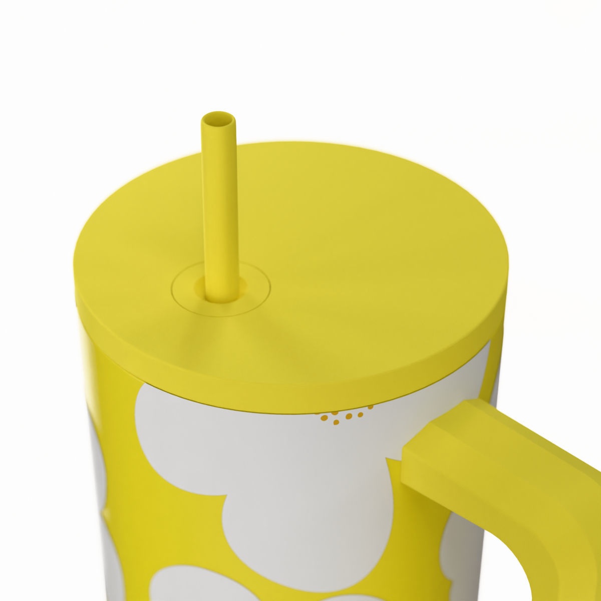 Κούπα Θερμός με Λαβή Καλαμάκι 900Ml Estia Save The Aegean Tumbler Yellow Daisy 01-41625 Οργάνωση & Αποθήκευση Ποτήρια Spitishop