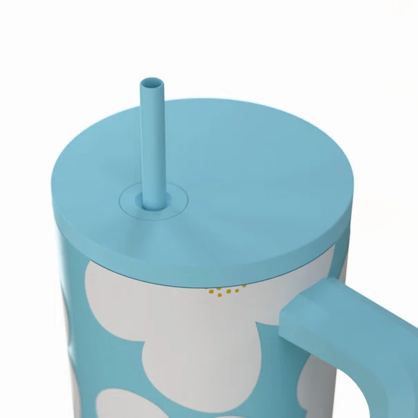 Κούπα Θερμός Με Λαβή & Καλαμάκι 900ml Estia Save The Aegean Tumbler Blue Daisy 01-41618