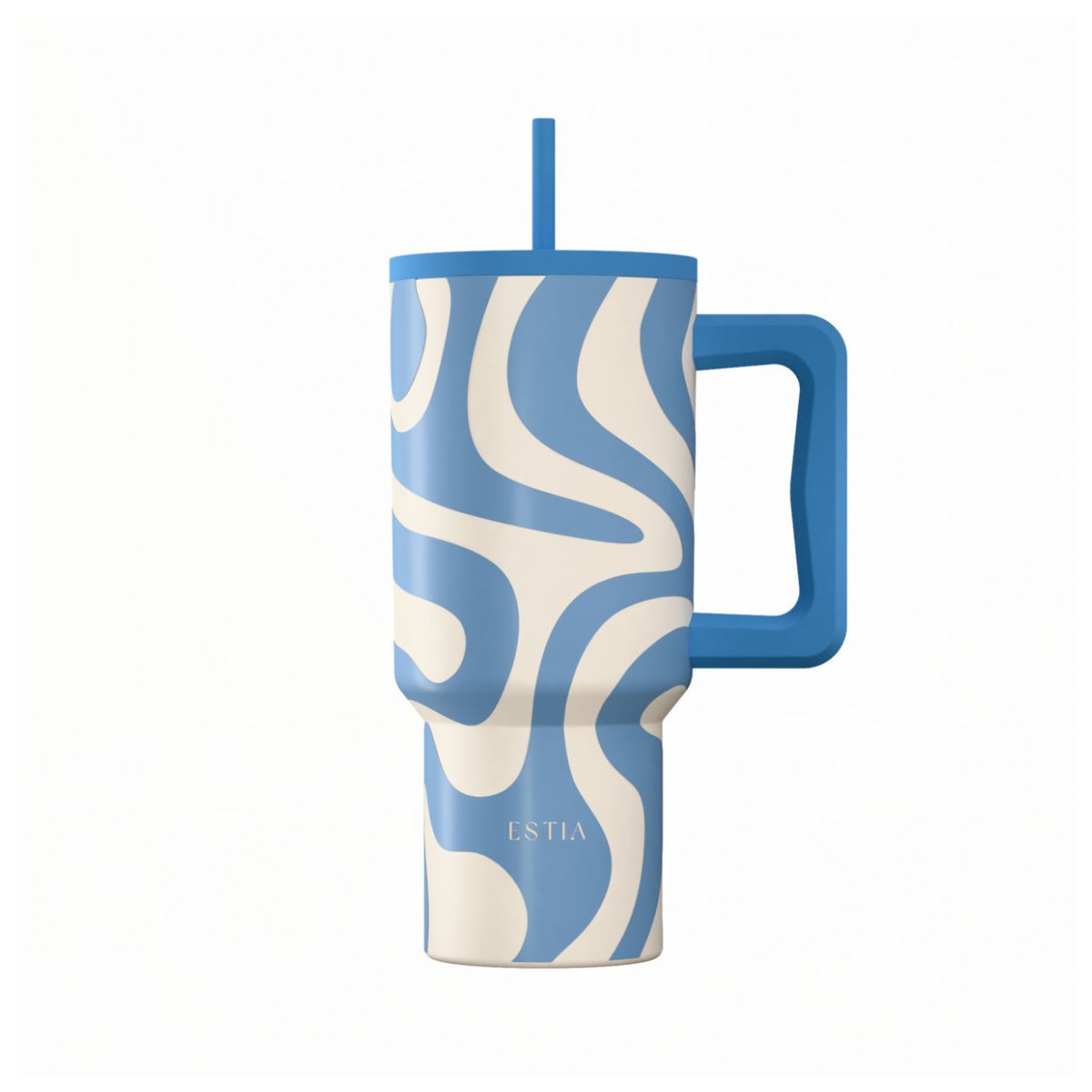 Κούπα Θερμός Με Λαβή & Καλαμάκι 900ml Estia Save The Aegean Tumbler Ocean Waves 01-41571