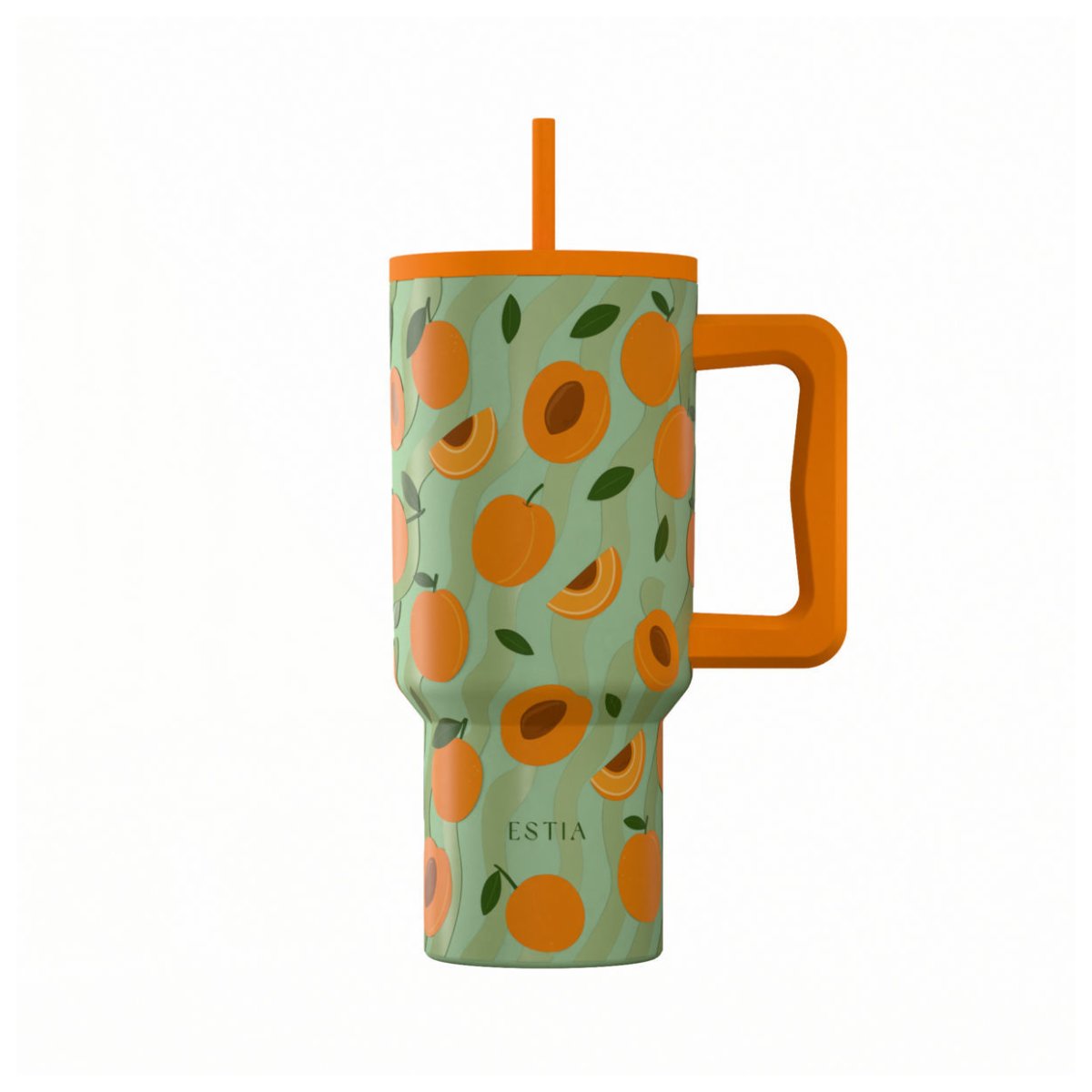Κούπα Θερμός Με Λαβή & Καλαμάκι 900ml Estia Save The Aegean Tumbler Peach Garden 01-41632