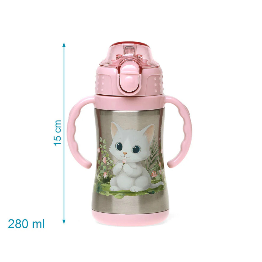 Παγούρι - Θερμός 280Ml με Καλαμάκι Kiokids Γατάκι 6444 Παιδικά Είδη Φαγητού & Αξεσουάρ Σερβιρίσματος Παγούρια Spitishop