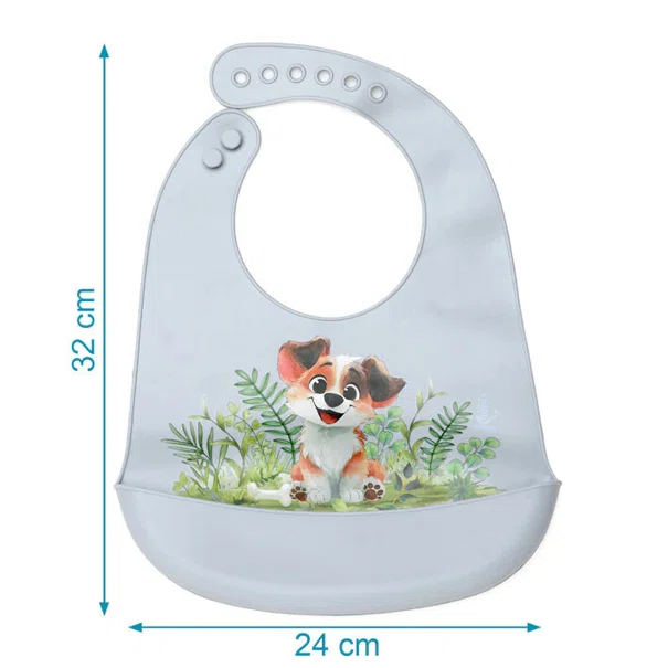 Σαλιάρα Σιλικόνης 4+ Μηνών (24x32) Kiokids Σκυλάκι Σιέλ 6653