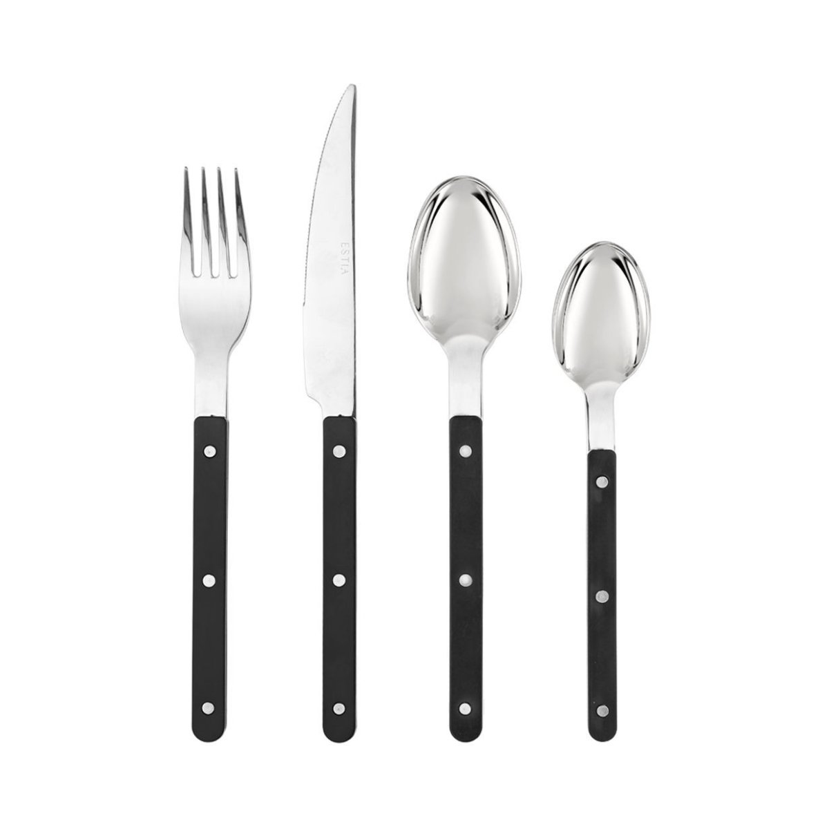 Μαχαιροπίρουνα (Σετ 16τμχ) Estia Noir Dots Black 01-39158