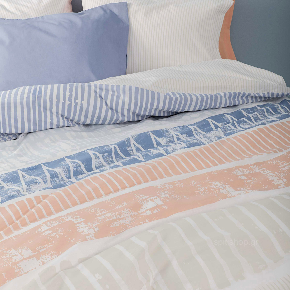 Κουβερλί Μονό (160X240) Nima Bed Linen Akachi Blue Λευκά Είδη Κρεβατοκάμαρας Μονά Spitishop