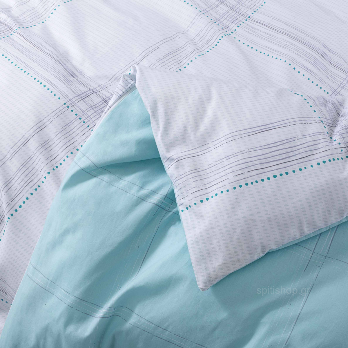 Κουβερλί Υπέρδιπλο (220X240) Nima Bed Linen Erogno Aqua Λευκά Είδη Κρεβατοκάμαρας Υπέρδιπλα Spitishop