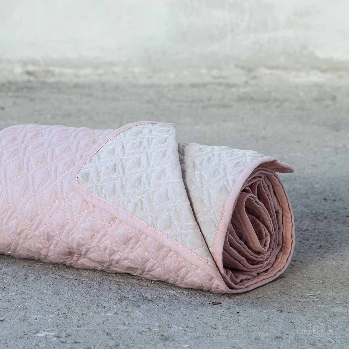 Κουβερλί Υπέρδιπλο (220X240) 2 Όψεων Nima Layers Rombo Shell Salmon Linen Λευκά Είδη Κρεβατοκάμαρας Υπέρδιπλα Spitishop