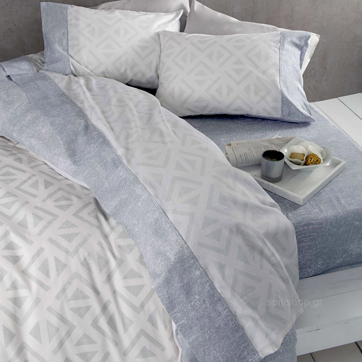 Κουβερλί Υπέρδιπλο (220X240) Nima Bed Linen Segio Grey Λευκά Είδη Κρεβατοκάμαρας Υπέρδιπλα Spitishop