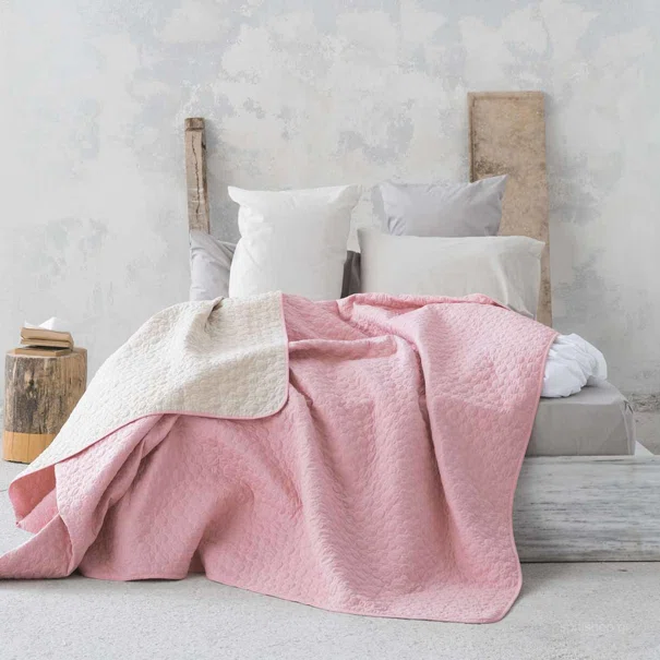 Κουβερλί King Size (240x265) 2 Όψεων Nima Layers Cerchio Rouge Pink/Linen