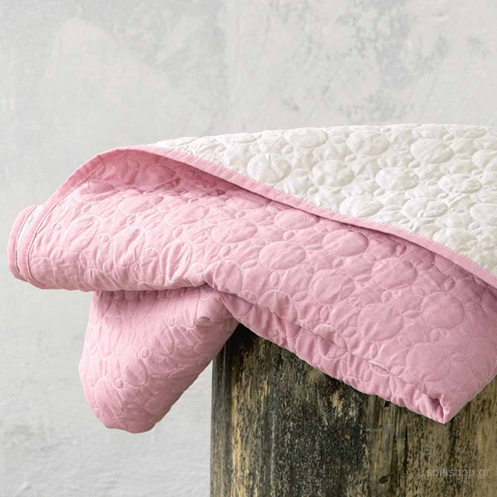 Κουβερλί King Size (240X265) 2 Όψεων Nima Layers Cerchio Rouge Pink Linen Λευκά Είδη Κρεβατοκάμαρας Spitishop