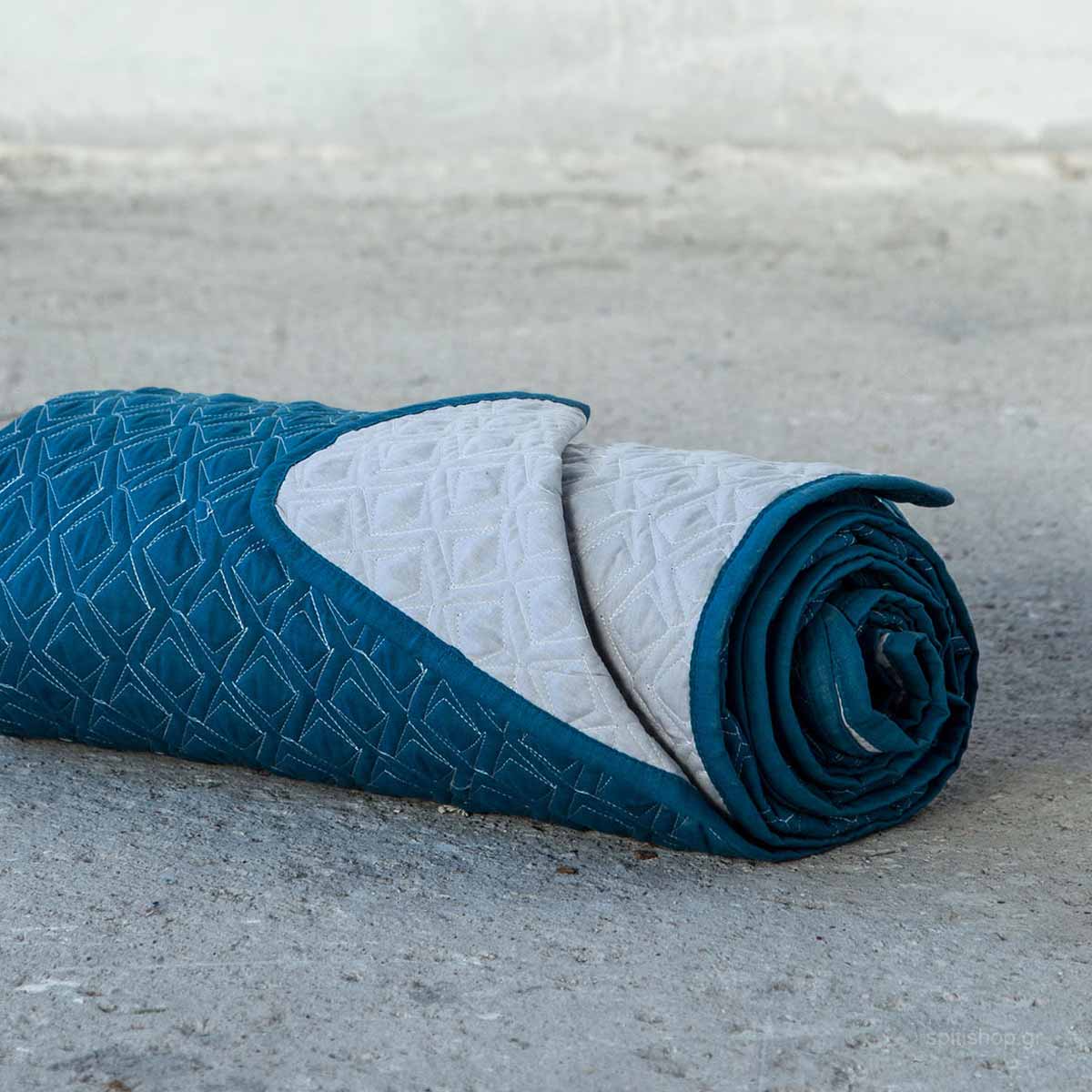 Κουβερλί King Size (240x265) 2 Όψεων Nima Layers Rombo Aegean Blue/Silver
