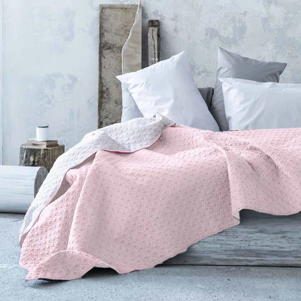 Κουβερλί King Size (240x265) 2 Όψεων Nima Layers Rombo Shell Salmon/Linen