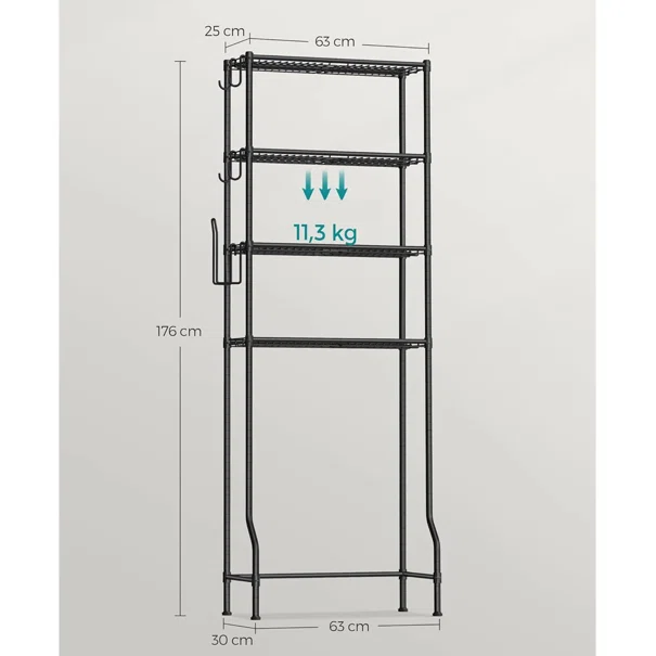 Ραφιέρα Δαπέδου Μπάνιου (63x30x176) Songmics BTS013B01