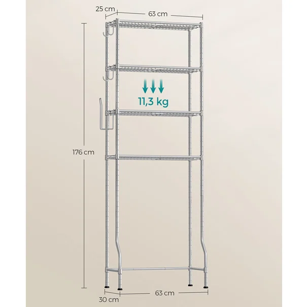 Ραφιέρα Δαπέδου Μπάνιου (63x30x176) Songmics BTS013G01
