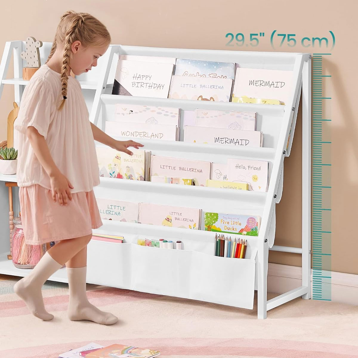 Παιδική Βιβλιοθήκη με Ράφια (108 5X30X75) Songmics Gkr024W01 Παιδικά Βρεφικά & Έπιπλα Παιδικές Βιβλιοθήκες Spitishop