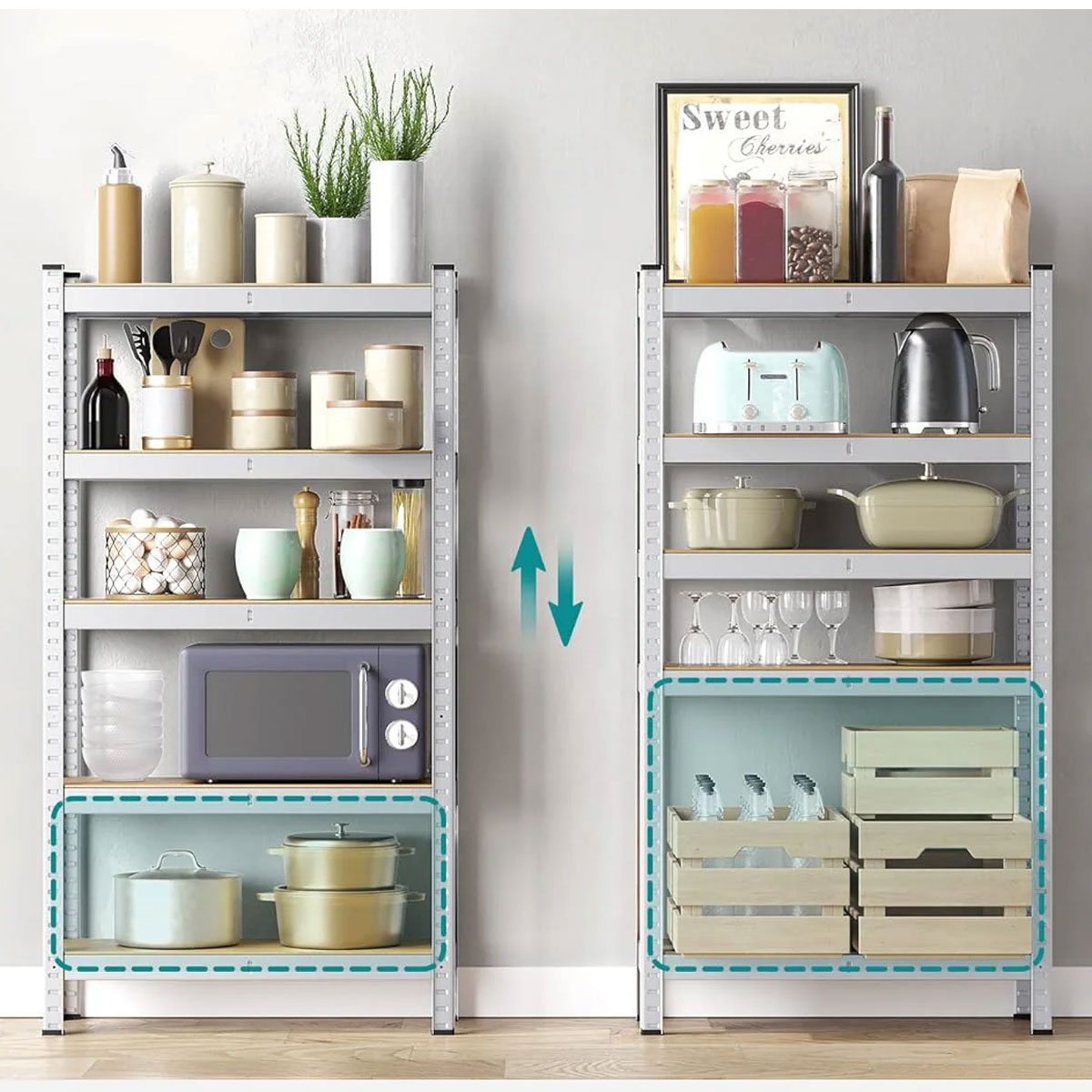Μεταλλική Ραφιέρα Δαπέδου 5 Θέσεων (75X30X150) Songmics Glr030Ez01 Έπιπλα Βιβλιοθήκες - Ραφιέρες Μεταλλικές Spitishop