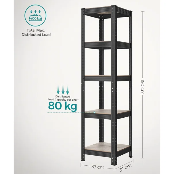 Μεταλλική Ραφιέρα Δαπέδου 5 Θέσεων (37x37x150) Songmics GLR037B11