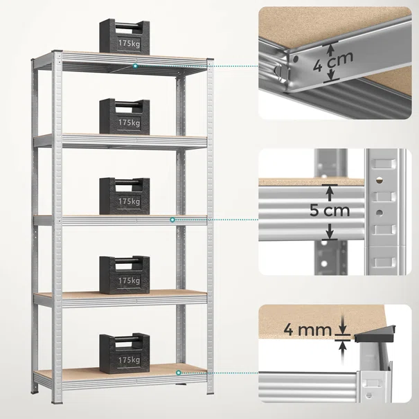 Μεταλλική Ραφιέρα Δαπέδου 5 Θέσεων (90x40x180) Songmics GLR040EZ03