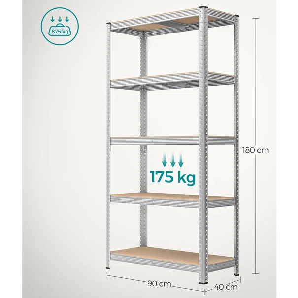 Μεταλλική Ραφιέρα Δαπέδου 5 Θέσεων (90x40x180) Songmics GLR040EZ03