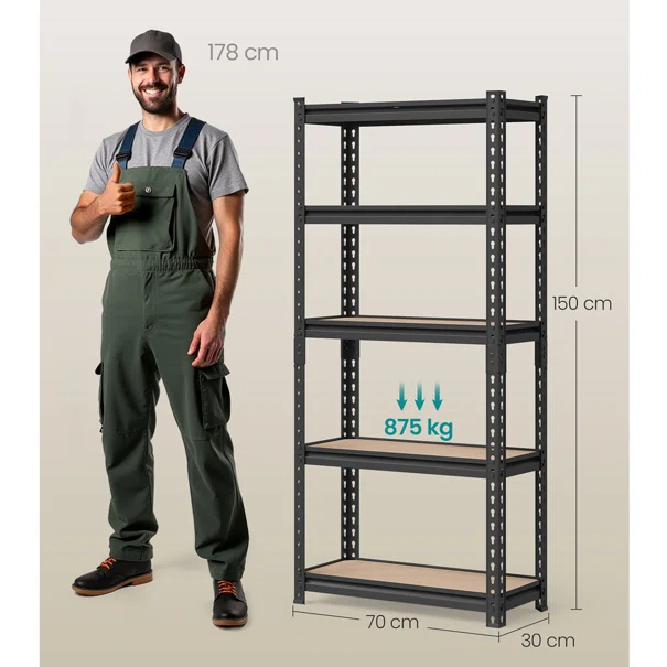 Μεταλλική Ραφιέρα Δαπέδου 5 Θέσεων (70x30x150) Songmics GLR300BZ03