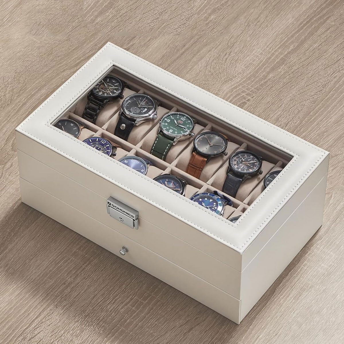 Θήκη για 12 Ρολόγια Κοσμήματα (18 5X32 5X13 5) Songmics Jwb012W01 Όσα Αγαπήσατε Περισσότερο Μόλις Ήρθαν - Νέες Αφίξεις Που Θα Λατρέψετε σε Είδη 