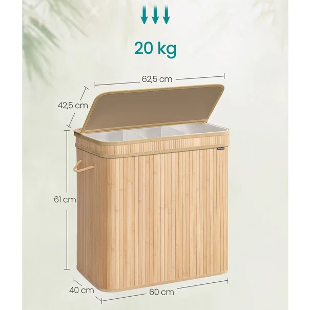 Καλάθι Απλύτων 3 Θέσεων 150Lit (60x40x61) Songmics LCB062N01V1