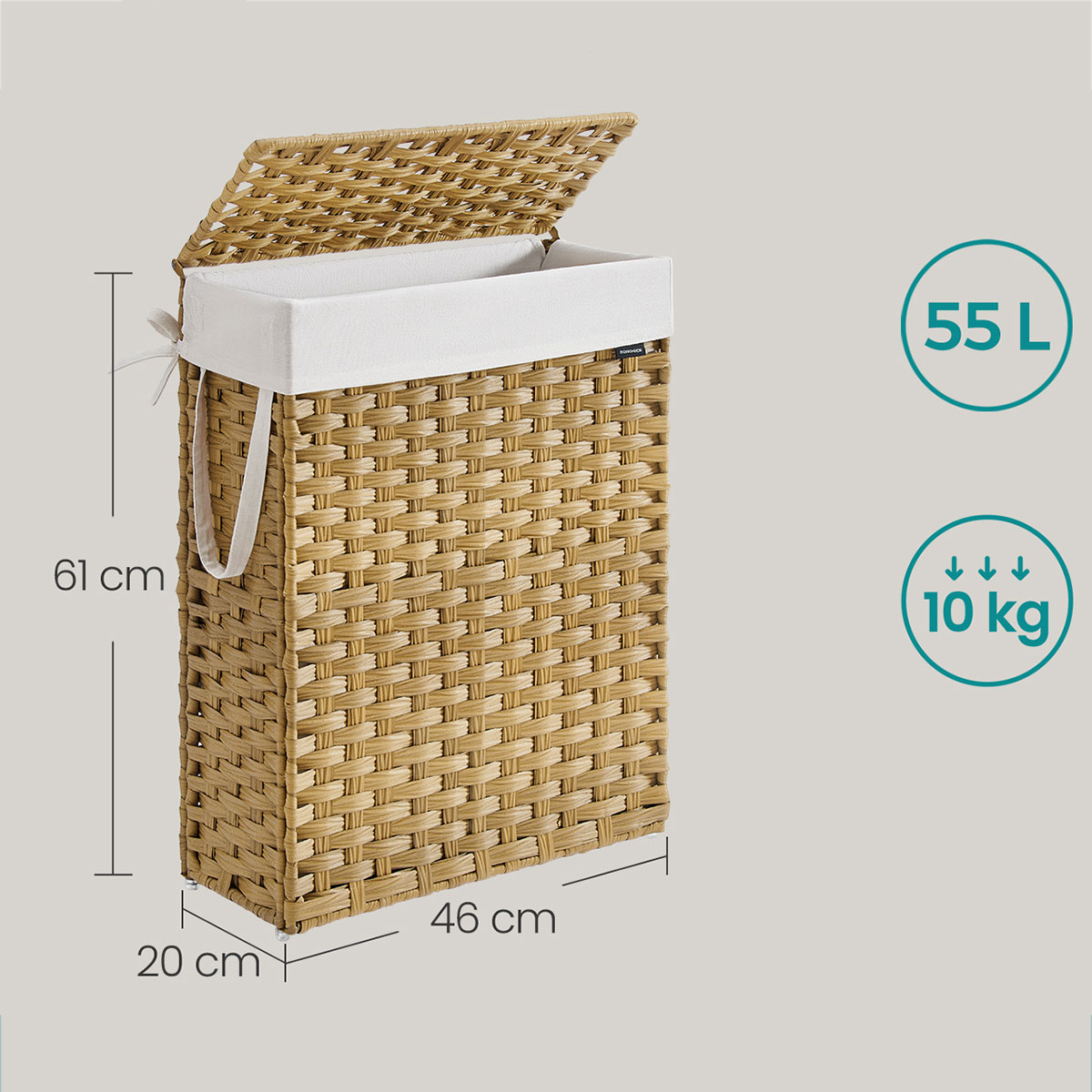 Καλάθι Απλύτων 55Lit (46X20X61) Songmics Lcb164N01 Όσα Αγαπήσατε Περισσότερο Μόλις Ξαναήρθαν - Είναι Πάλι Εδώ τα Είδη Μπάνιου Που Spitishop