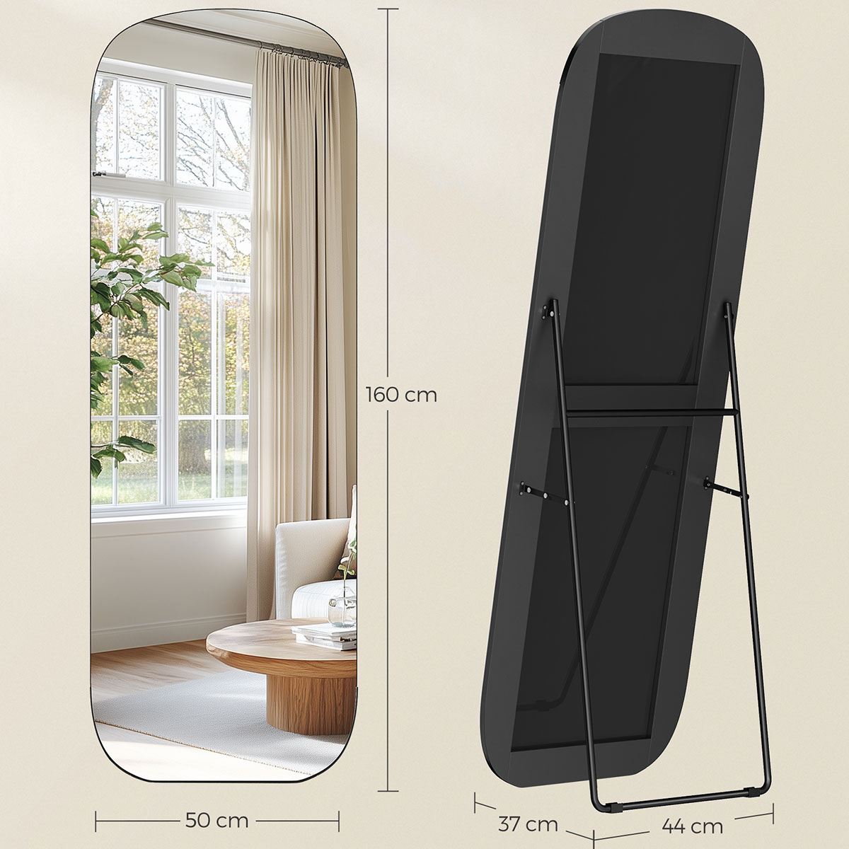 Καθρέφτης Δαπέδου (50X37X160) Songmics Lfm029B01 Διακόσμηση Καθρέφτες Ολόσωμοι Spitishop