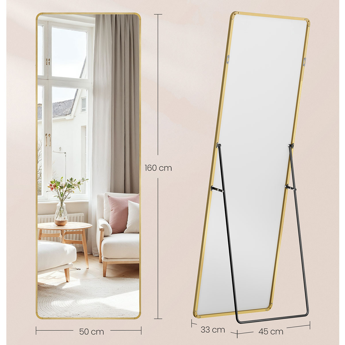 Καθρέφτης Τοίχου - Δαπέδου (50X33X160) Songmics Lfm030A01V1 Διακόσμηση Καθρέφτες Spitishop