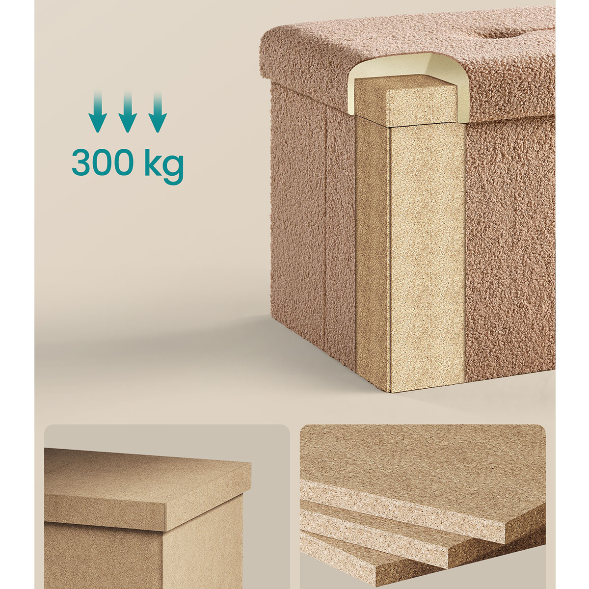 Σκαμπό με Αποθηκευτικό Χώρο (38X38X38) Songmics Lsf095K01 Έπιπλα Spitishop
