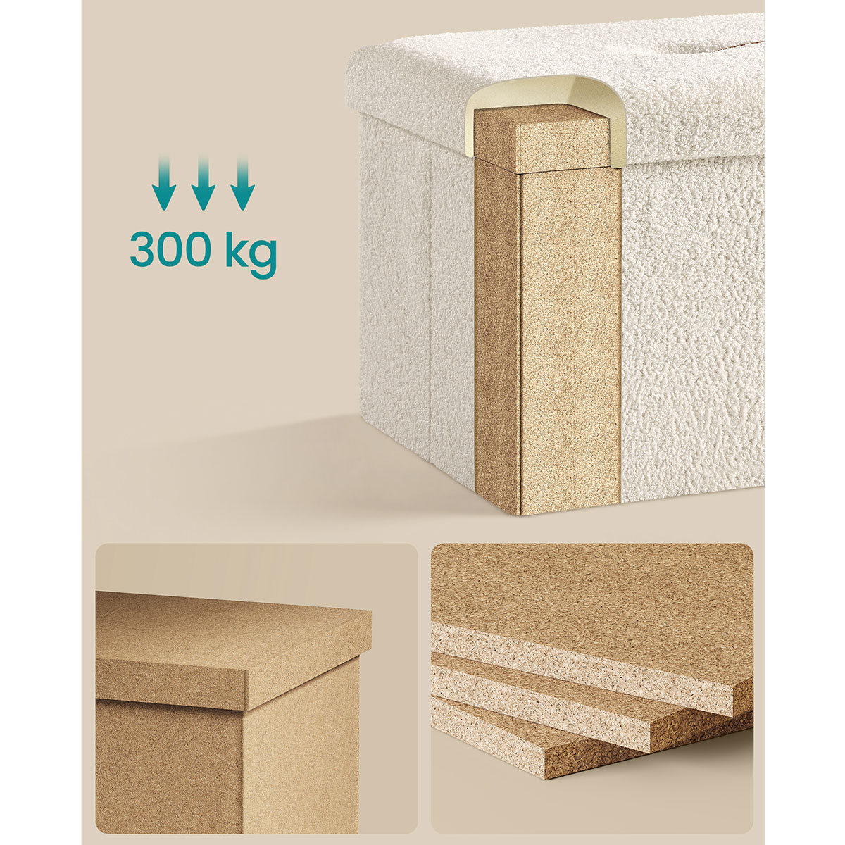 Σκαμπό με Αποθηκευτικό Χώρο (38X38X38) Songmics Lsf095W01 Έπιπλα Spitishop